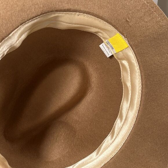 Beautiful Yellow 108 salvaged 💯 wool fedora hat camel colored. Small - Picture 15 of 16